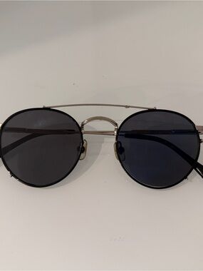 Crap Eyewear Round Black Frame Sunglasses with Silver Bridge